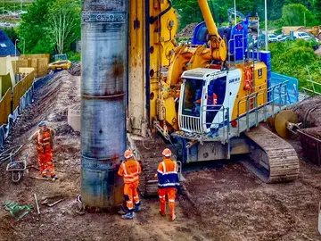 Piling work for A465 Heads of the Valleys Project in Wales by Bauer Technologies