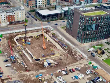 Piling for First Street Project in Manchester by Bauer Technologies