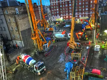 Foundation work for Audley Square Redevelopment in London by Bauer Technologies